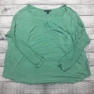 American Eagle V-Neck LS Pocket Aqua Tee Medium